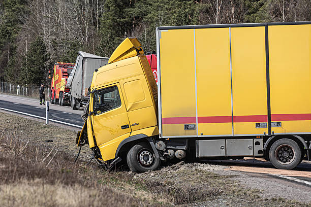 A semi-truck crashes in to a trailer on a highway in Sweden resulting in a massive rescue operation and a three hour long wait for stranded motorists