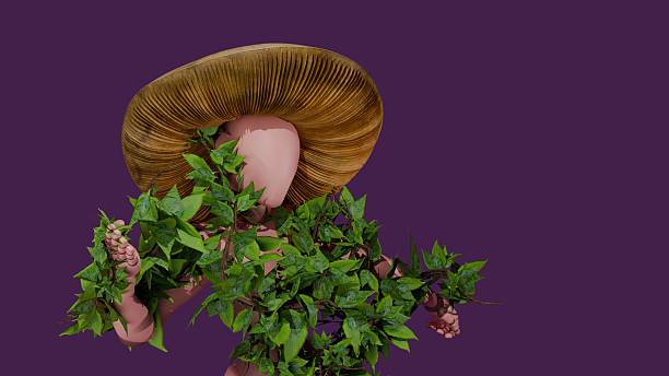 istock abstract mannequin with plants and mushroom hat 2219458230