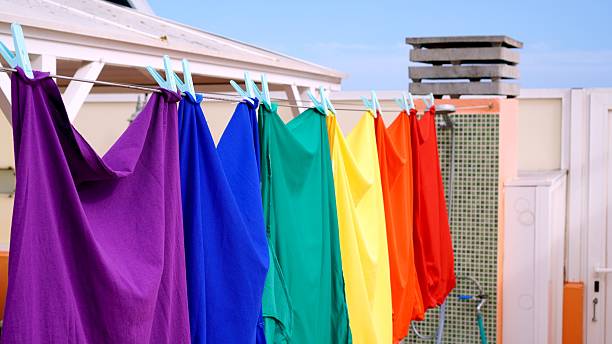 istock Rainbow t-shirts hanging on clothesline celebrating pride month 2219461557