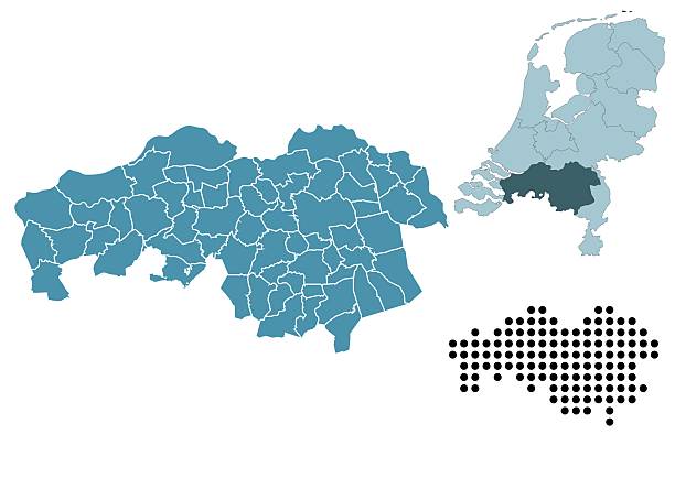 stockillustraties, clipart, cartoons en iconen met set maps of north brabant province - groningen stad