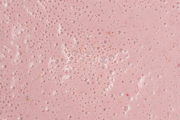 istock Strawberry milkshake surface, abstract cooking pink background with bubbles. 2219473305