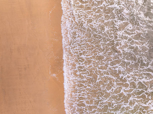istock Top view beach with waves crashing on sandy shore,Beautiful waves sea surface in summer seascape background,Amazing beach colorful water background 2219474859
