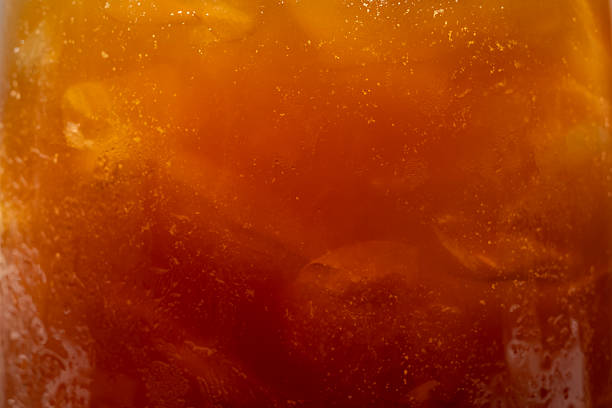 Closeup view of cold brew coffee in a glass
