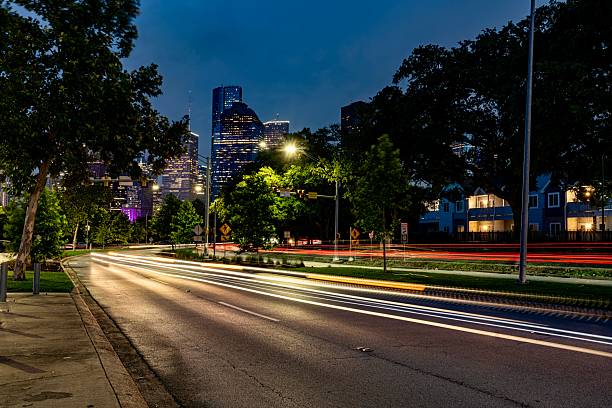 Allen Parkway near Downtown Houston at Twilight