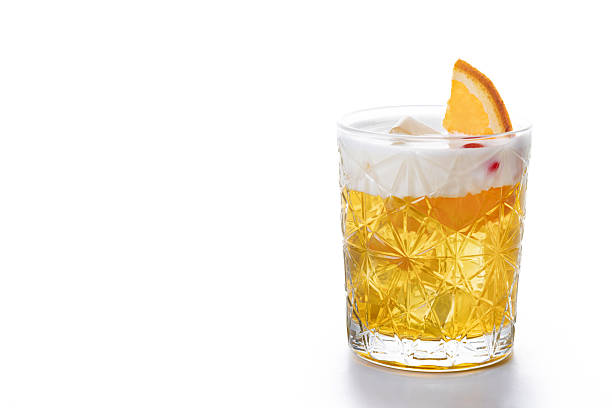istock Classic cocktail whiskey sour isolated on white background 2219492663