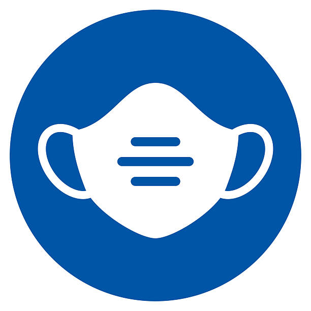 stockillustraties, clipart, cartoons en iconen met please wear protective face mask vector sign - beschermend masker werkkleding