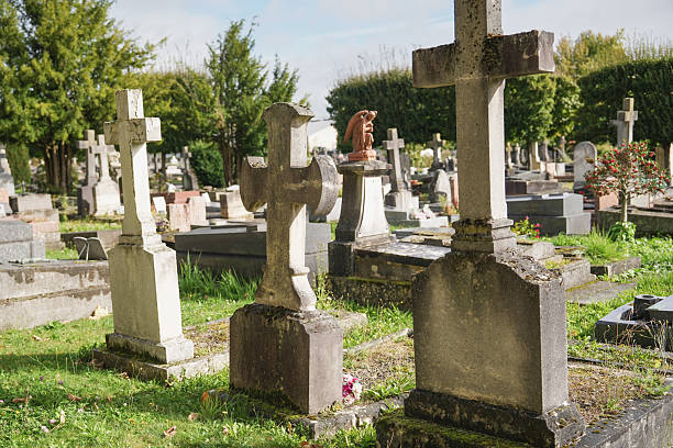 istock Ancient European cemetery with the graves 2219497164