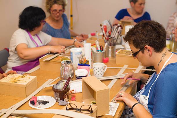istock Women making decoupage in the hobby workshop 2219501120