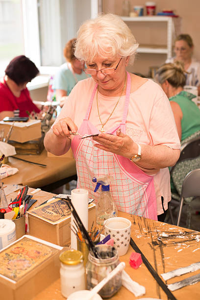 istock Women making decoupage in the hobby workshop 2219501121