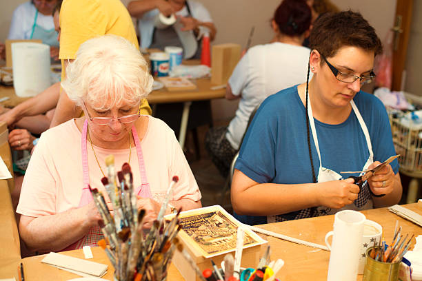 istock Women making decoupage in the hobby workshop 2219501126
