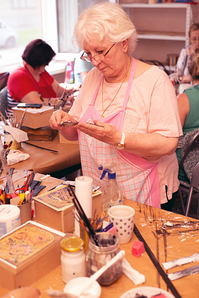 istock Women making decoupage in the hobby workshop 2219501153
