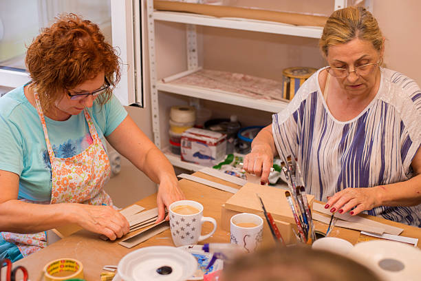 istock Women making decoupage in the hobby workshop 2219501188