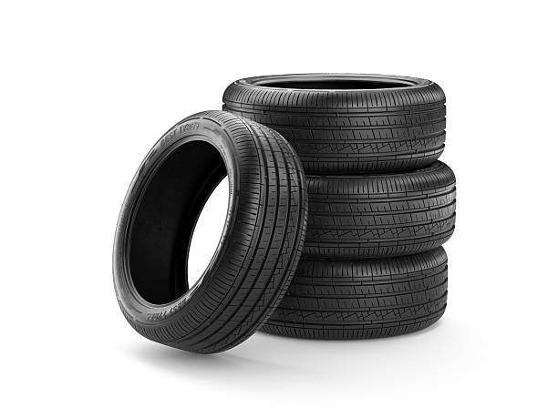 istock New tires pile on white background - 3d rendering of car tires. Auto service, Tyres stack change, Tyre shop concept. 2219501983