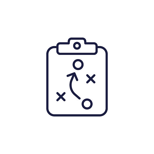 stockillustraties, clipart, cartoons en iconen met playbook icon, game plan line vector - draaiboek sportevenement