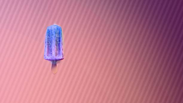 istock Blue popsicle on diagonal striped pink background 2219510998