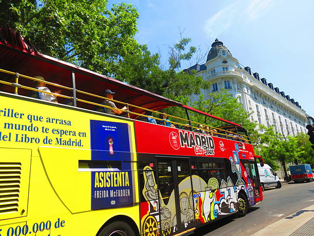 Madrid, Spain -  June 06 ,2025  The Hop On Hop Off Tour Bus in Madrid.