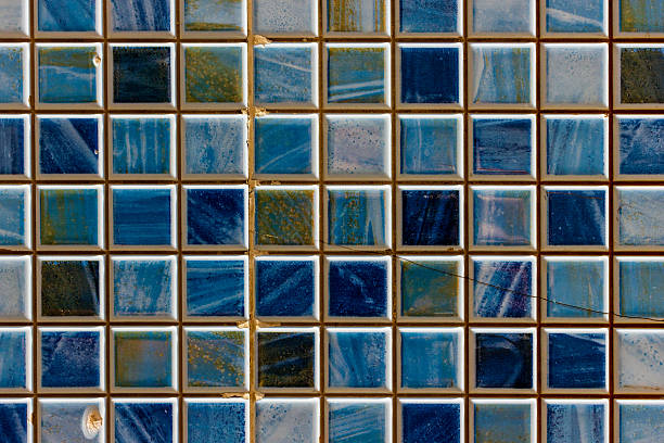 istock Close-Up of Blue Mosaic Tiles Texture With a Geometric Pattern Design 2219519770