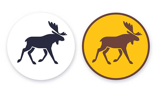 Moose Crossing Icon Symbol Design Element Moose crossing symbol icon design element circle. moose stock illustrations