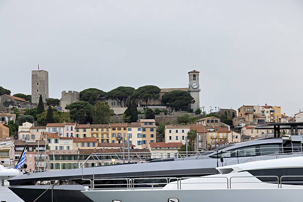 Cannes, view over the marina to the castle