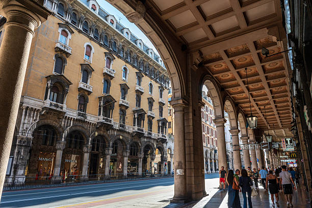 Genoa, Liguria, Italy - June 01, 2025: Definitely one of the streets in Genoa where you can take a walk. Via XX Settembre located in the San Vincenzo district and almost a kilometer long, connects Piazza della Vittoria to Piazza De Ferrari.