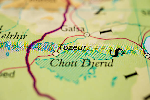 Tozeur and Chott Djerid on map Tunisia.
