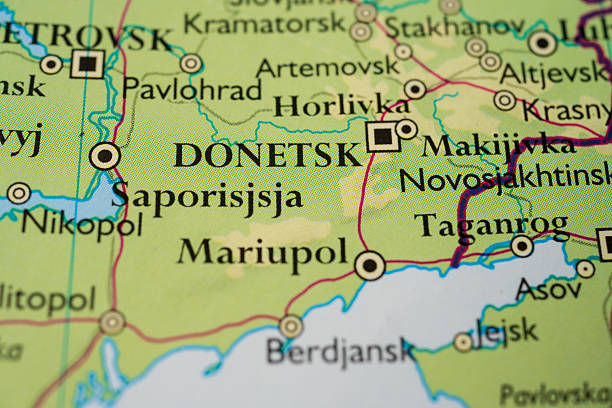 istock Detailed map view highlighting Donetsk and Mariupol.. 2219529641