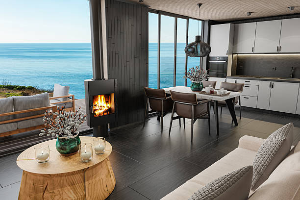 istock Elegant Seaside Dining Area in Modern Open-Plan Interior 2219544851