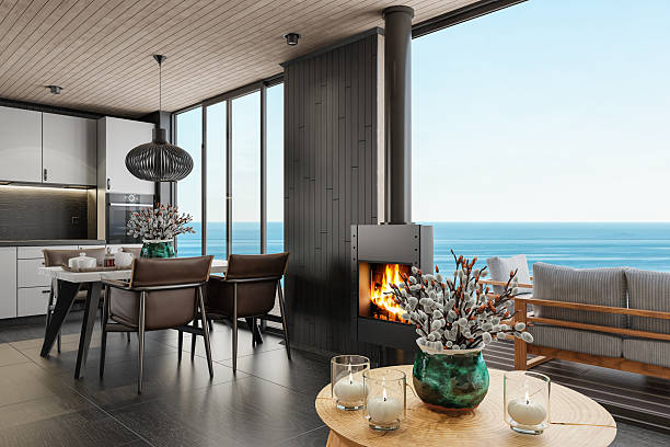 istock Elegant Seaside Dining Area in Modern Open-Plan Interior 2219544863