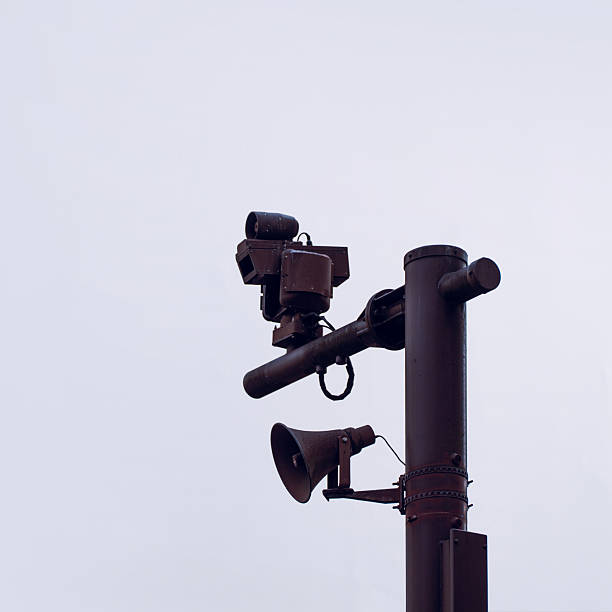 Surveillance Cameras and Loudspeaker on Utility Pole