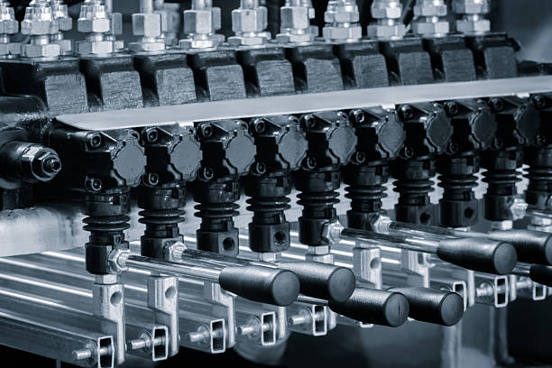 Hydraulic control handles of industrial machine, industry background