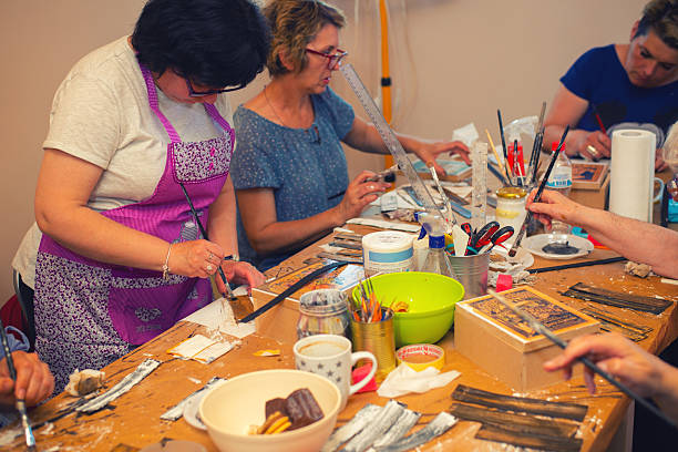 istock Women making decoupage in the hobby workshop 2219551802