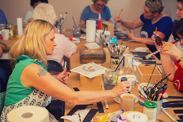 istock Women making decoupage in the hobby workshop 2219552657