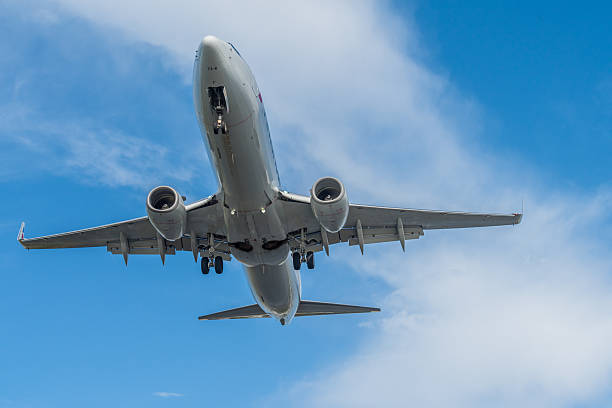 Miami, United States - June 10, 2025: American Airlines airplane landing at Miami International Airport.