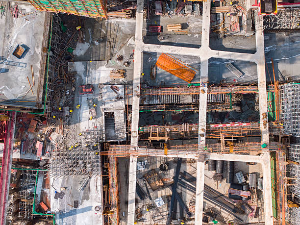 istock Aerial view of Construction work site on blue sky background 2219563813