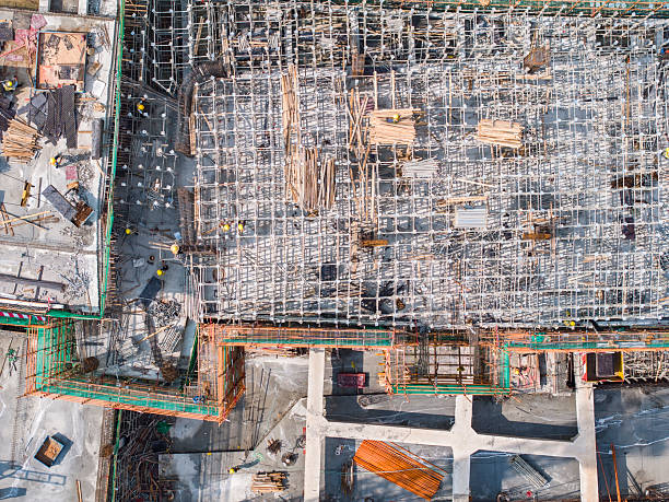 istock Aerial view of Construction work site on blue sky background 2219563824