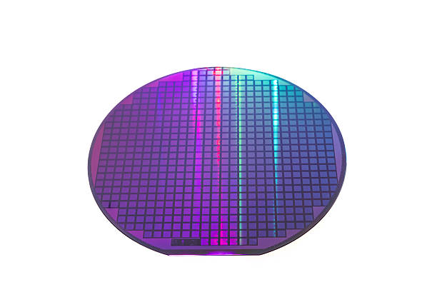 istock Silicon wafer with chips isolated on white background 2219563852