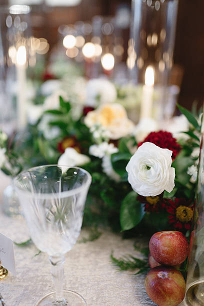 istock Elegant dining setting with fruit and floral arrangement 2219566818