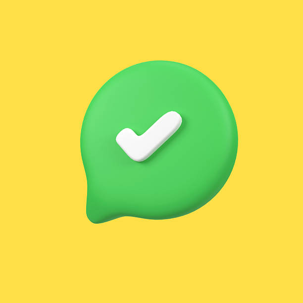Check mark on green bubble isolated 3d render icon illustration