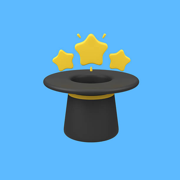 Magic hat with stars isolated 3d render icon illustration