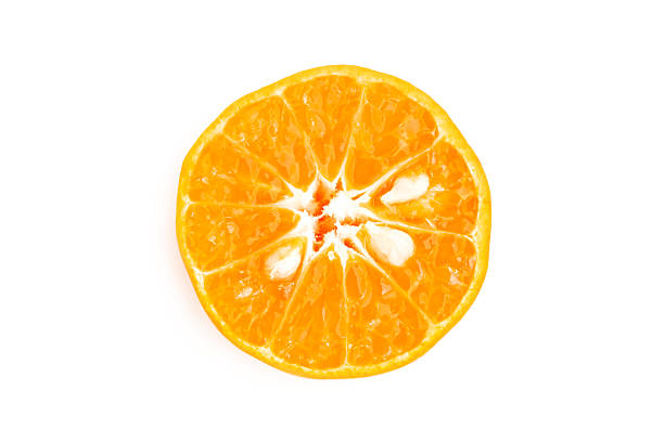 istock Orange fruit cut in half isolated on white background, Fresh orange fruit mandarin or tangerine 2219572083