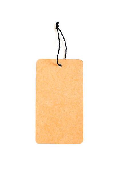 istock Brown paper price tag with black string isolated on white background, Square paper label 2219574881