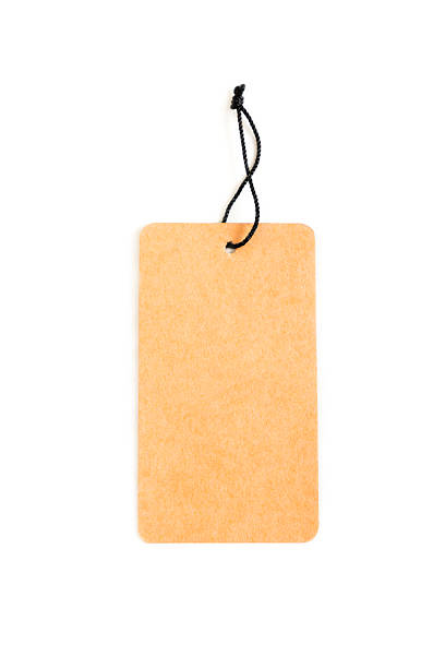 istock Brown paper price tag with black string isolated on white background, Square paper label 2219574882
