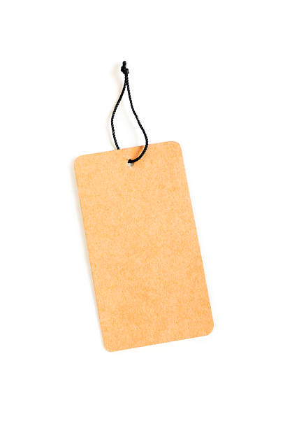 istock Brown paper price tag with black string isolated on white background, Square paper label 2219574883
