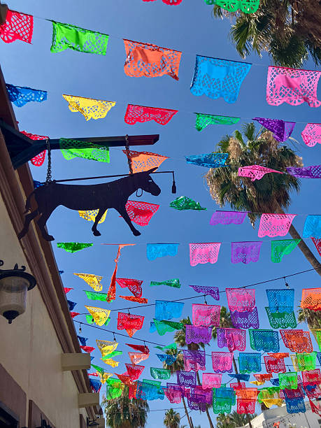 istock Colorful Flags over the street in Baja 2219583036