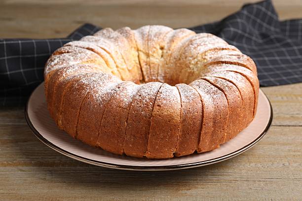 istock Freshly baked sponge cake on wooden table, closeup 2219586488