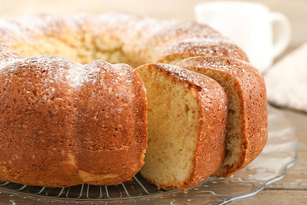 istock Freshly baked sponge cake on table, closeup 2219586503