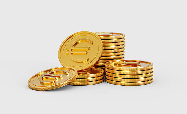 istock 3d Stack Of Golden European Euro Coins Shiny Rounded Coins Stack On White Background 3d Illustration 2219596168
