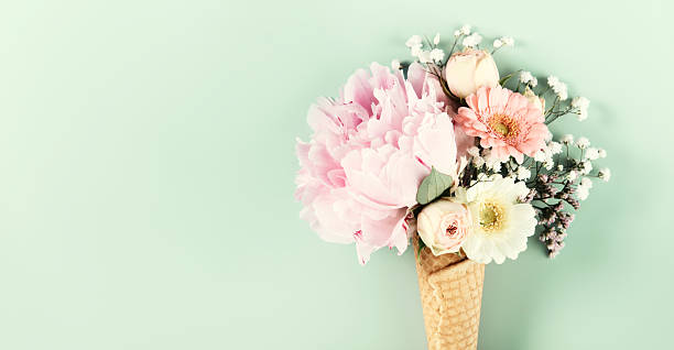 istock Floral Ice Cream Cone with Peonies and Gerbera Daisies 2219597974