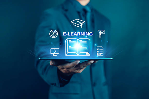 istock Man holding smartphone with virtual screen. Online education concept. Choose the correct answer. Online digital technology concept. Internet learning training course. Digital. 2219599030