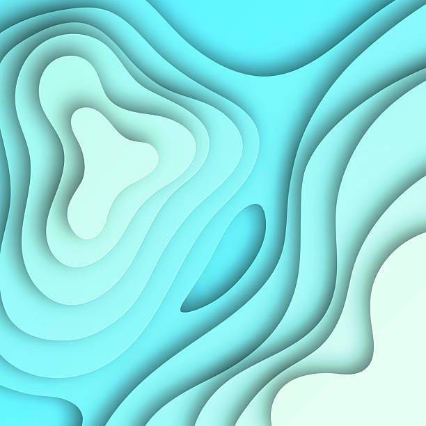 istock Paper cut background - Blue abstract fluid shapes - Trendy 3D design 2219601726